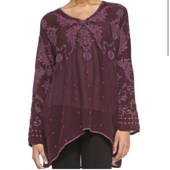 Johnny Was Tops - Johnny Was Embroidered Purple Top